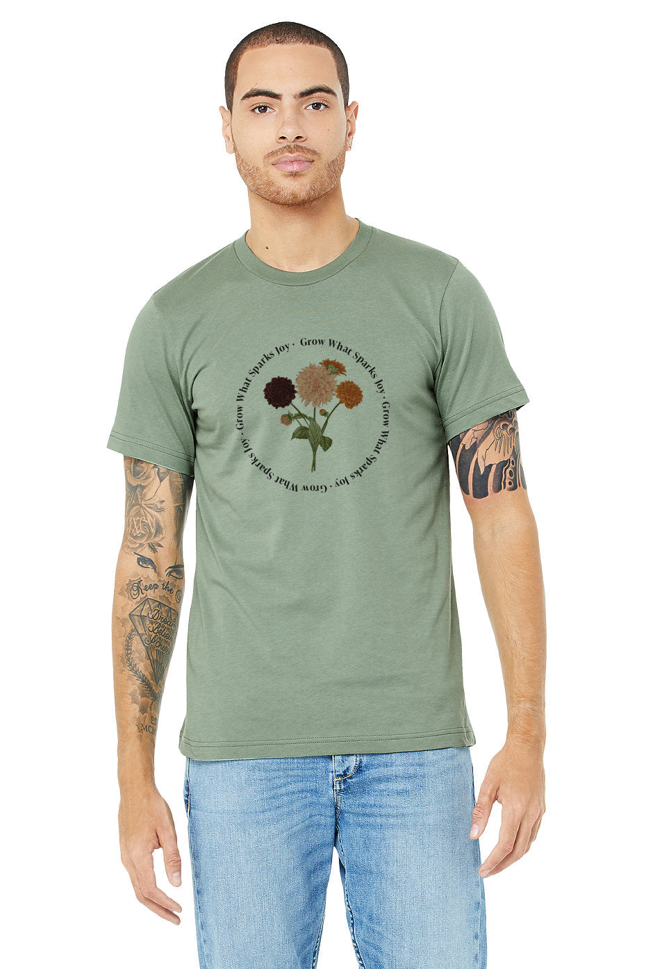 WWF "Grow What Sparks Joy" Dahlias | T-Shirt | Sage