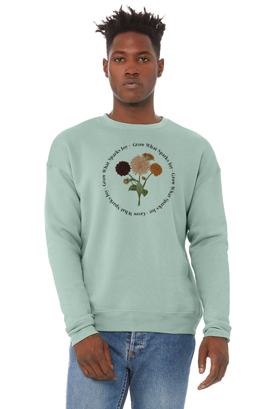 WWF "Grow What Sparks Joy" Dahlias | Unisex Sweatshirt | Dusty Blue