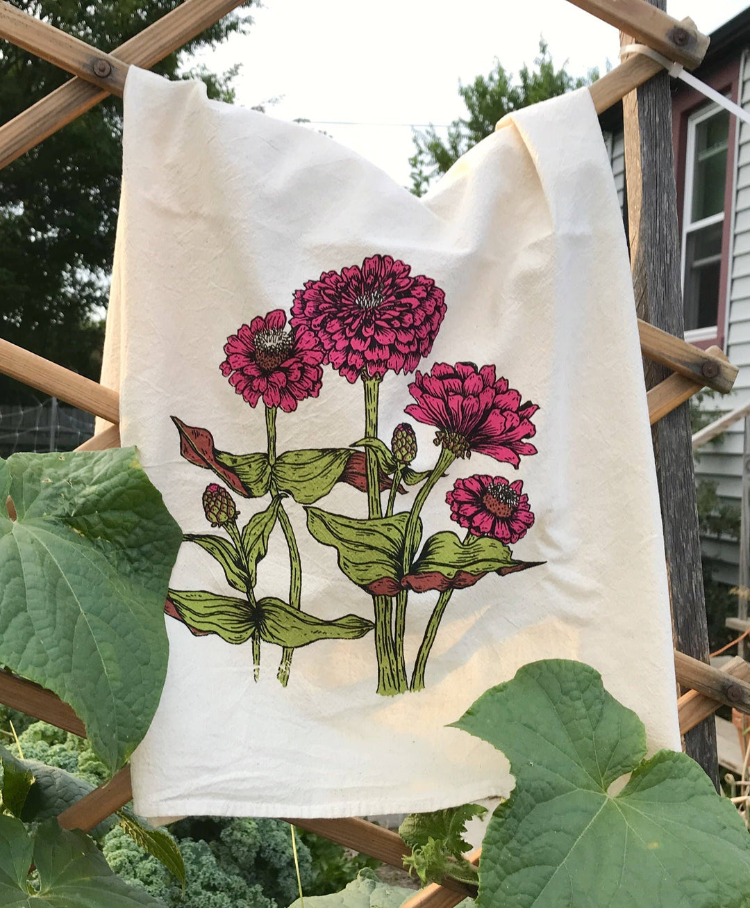 Zinnias Tea Towel