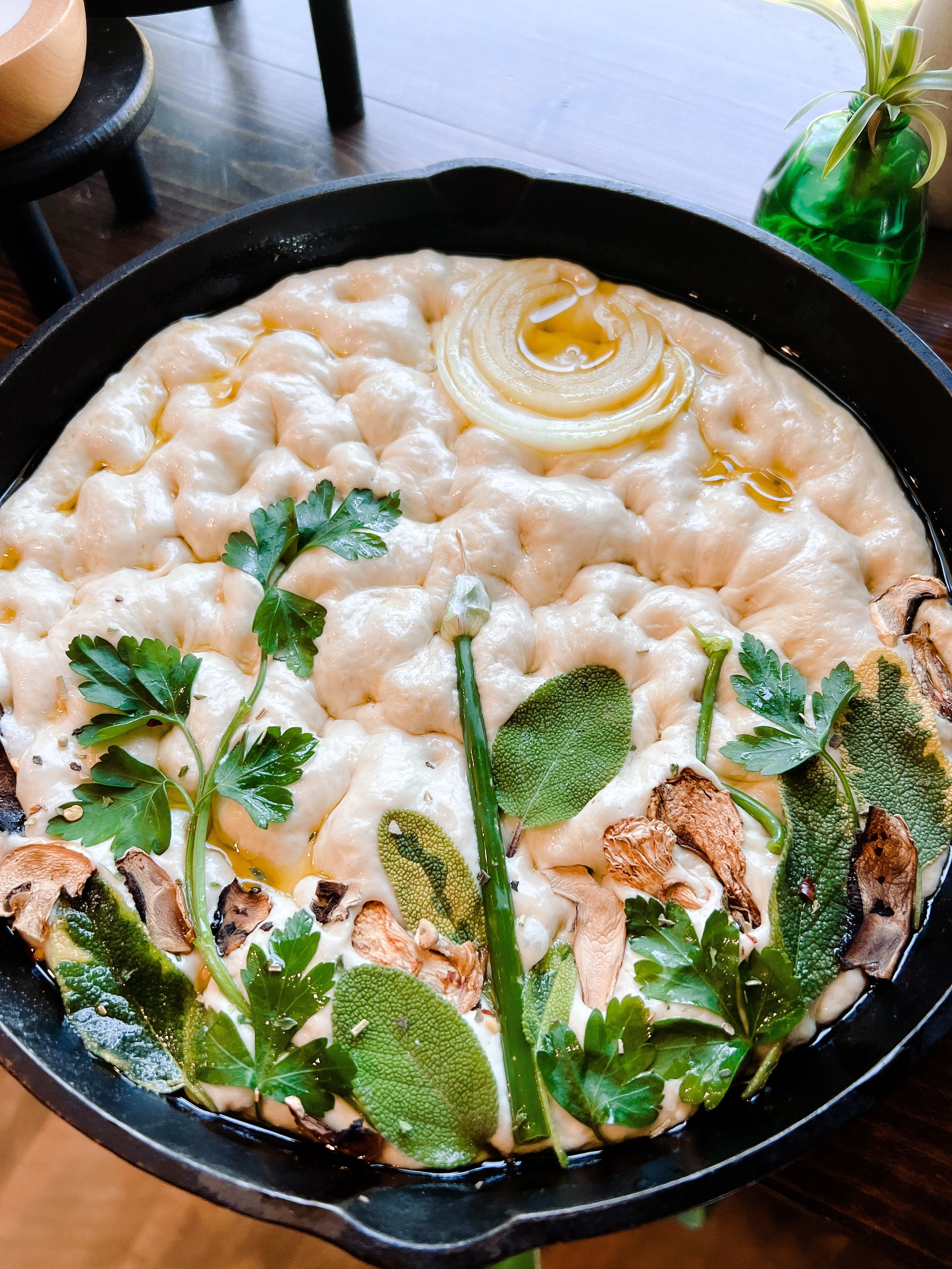 Early Spring Sourdough Focaccia with Garden Herbs