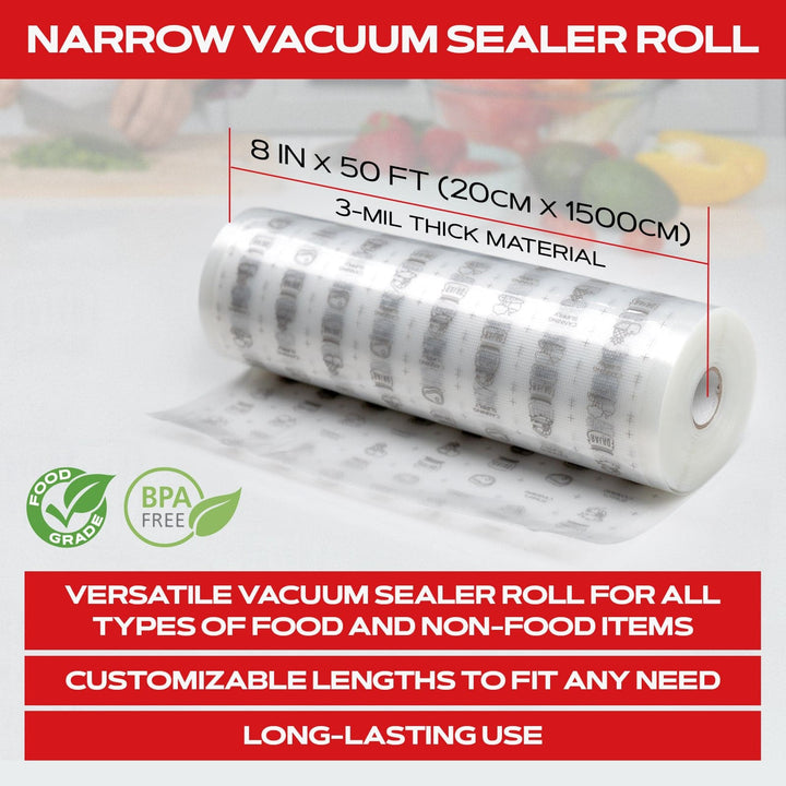 Forjars®  Vacuum Sealer Roll (8-inch) - Textured on Both Sides, 7.5 Mil Thickness