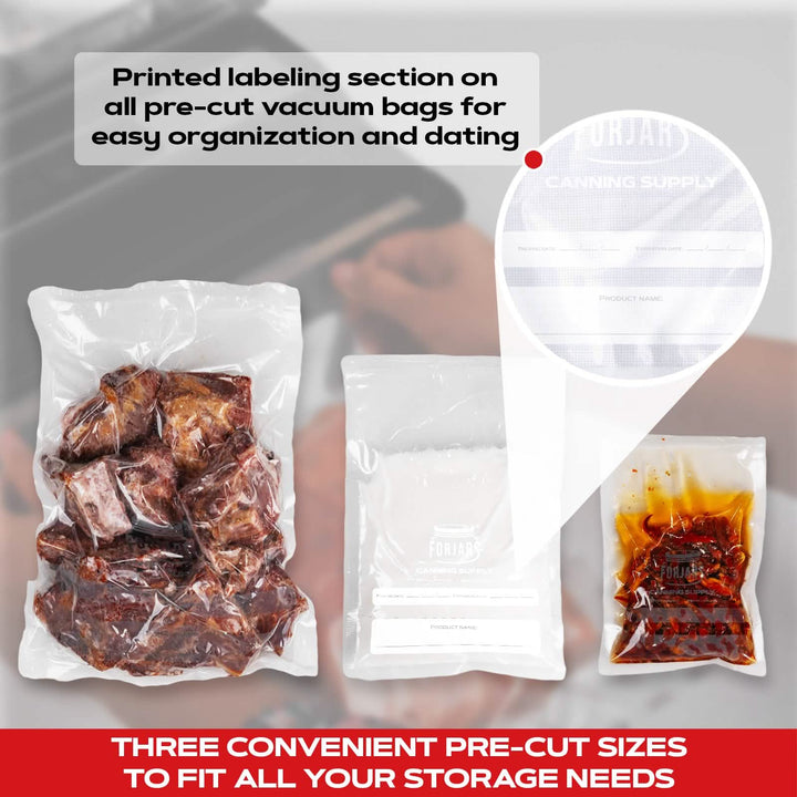 Forjars® 200 Count 11x16 Vacuum Sealer Bags - Textured on Both Sides, 7.5 Mil Thickness