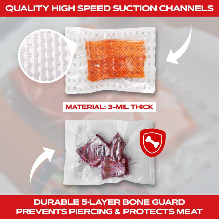 Forjars®  Vacuum Sealer Roll (8-inch) - Textured on Both Sides, 7.5 Mil Thickness
