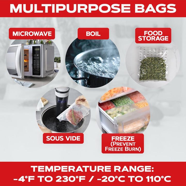 Forjars® 200 Count 8x12 Vacuum Sealer Bags - Textured on Both Sides, 7.5 Mil Thickness