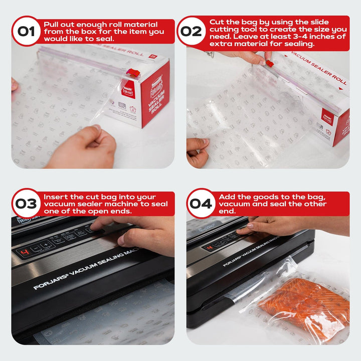 Forjars®  Vacuum Sealer Roll (8-inch) - Textured on Both Sides, 7.5 Mil Thickness