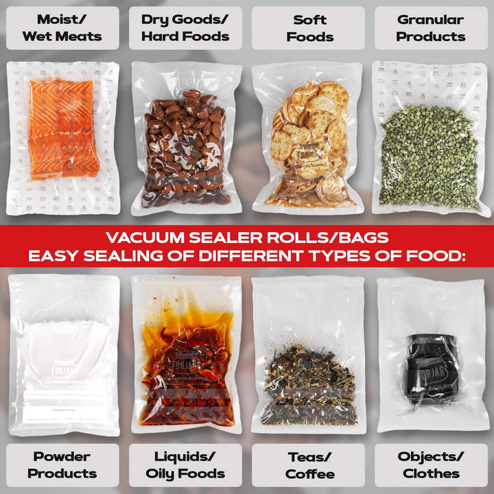 Forjars® 200 Count 11x16 Vacuum Sealer Bags - Textured on Both Sides, 7.5 Mil Thickness