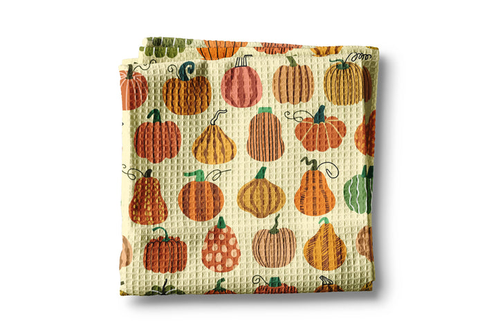 Pumpkin Patch Autumn Foliage Fall Farm Kitchen Towel Waffle