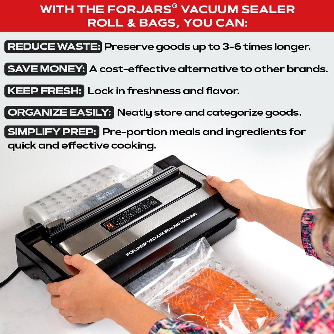 Forjars®  100 Count 8x12 Vacuum Sealer Bags - Textured on Both Sides, 7.5 Mil Thickness