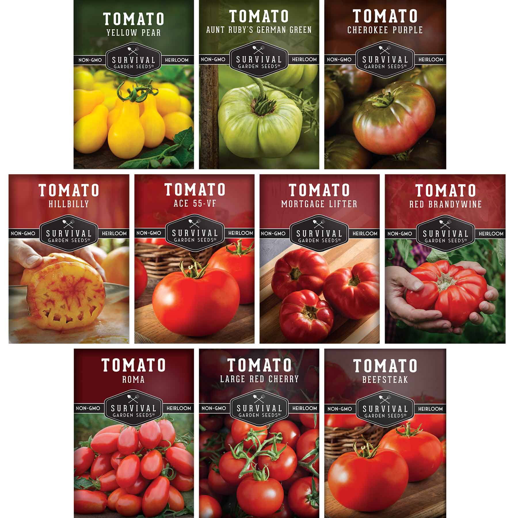 10 Tomato Seed Collection - A Rainbow of Heirloom Tomato Varieties