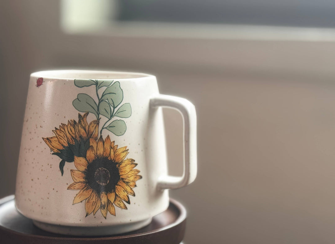 Savor Sunshine Sunflower Mug: No Coasters
