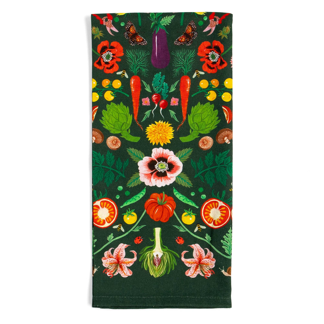 Veggies Folk Floral Tea Towel