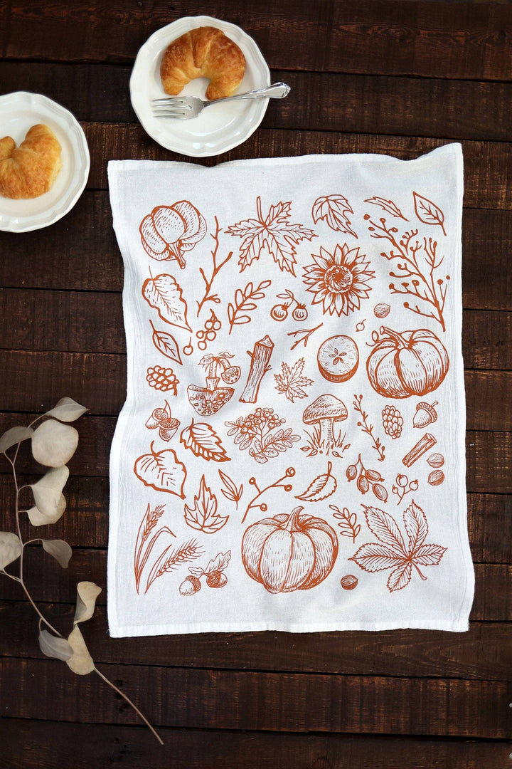Autumn Woods Pumpkin Tea Towel - Fall Decor