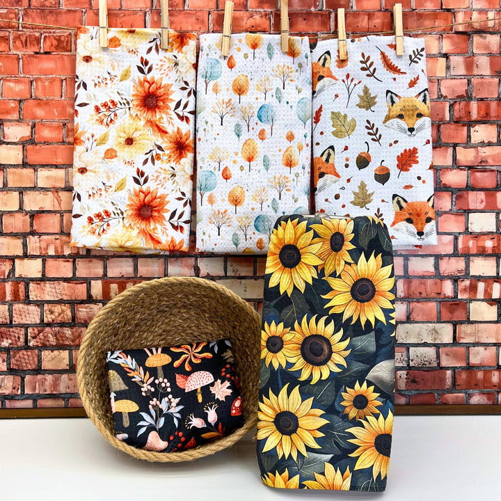 Fall Sunflower Tea Towel With Hanging Loop - Fall Decor