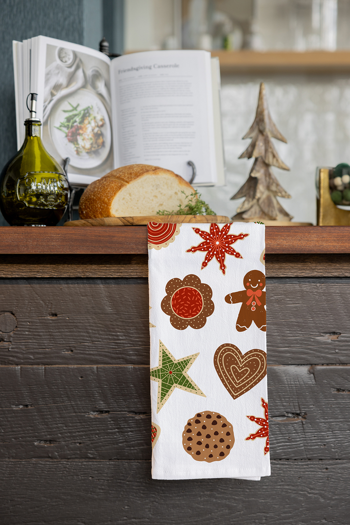 Christmas Cookies Tea Towel - Holiday Baking Kitchen Towel