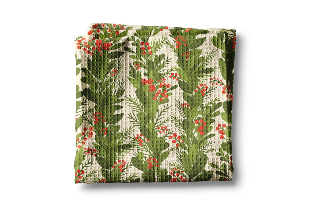 Christmas Garland Kitchen Tea Towel Waffle Holiday Baking: Transparent Cellophane Sleeve
