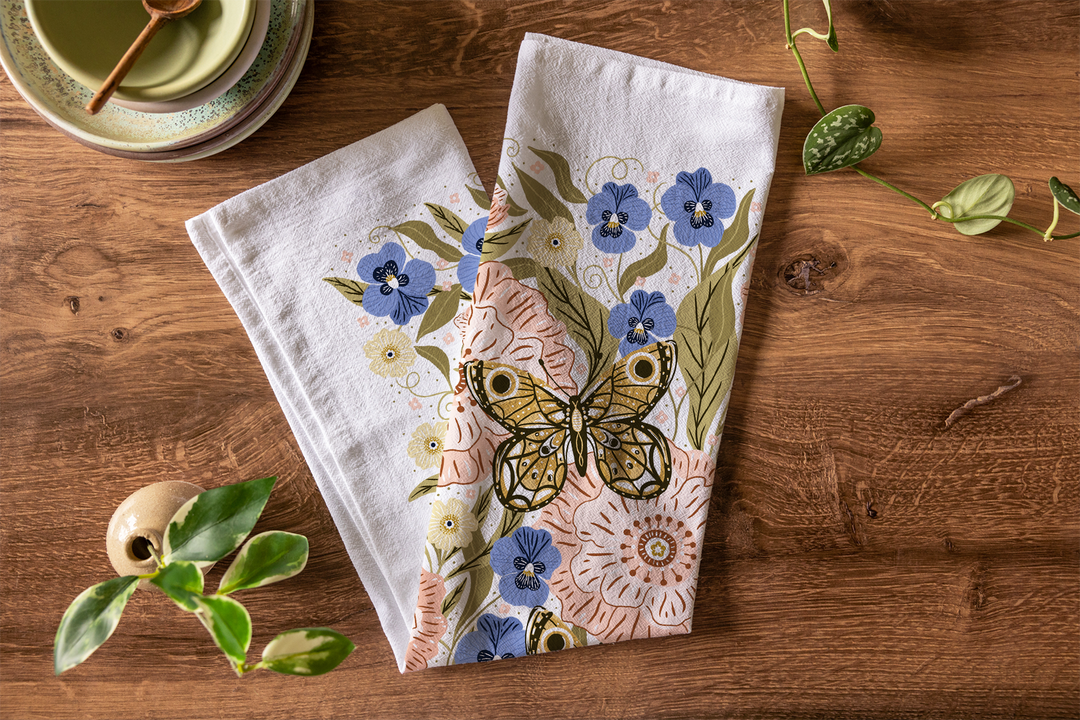 Limited Offer - Butterfly Blooms Tea Towel