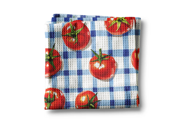 Tomato Garden Kitchen Towel Vegetable Summer Plaid Farmhouse