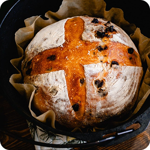 A beautifully scored sourdough boule