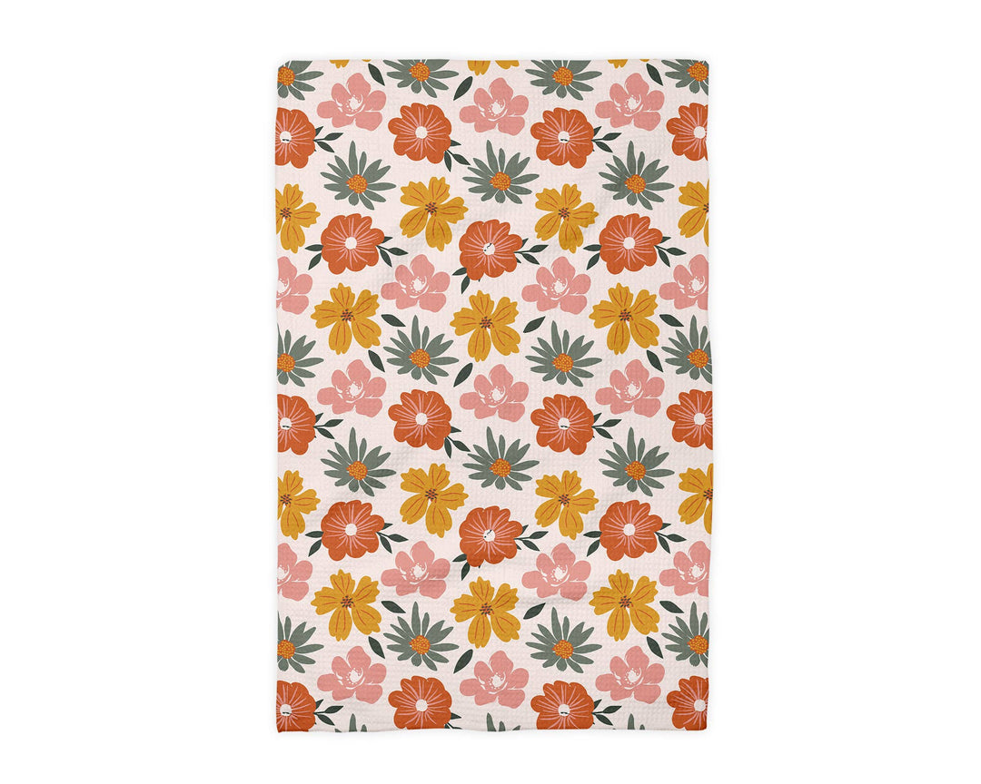 Neutral Boho Floral Fall Autumn Leaves Foliage Kitchen Towel