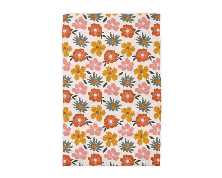 Neutral Boho Floral Fall Autumn Leaves Foliage Kitchen Towel