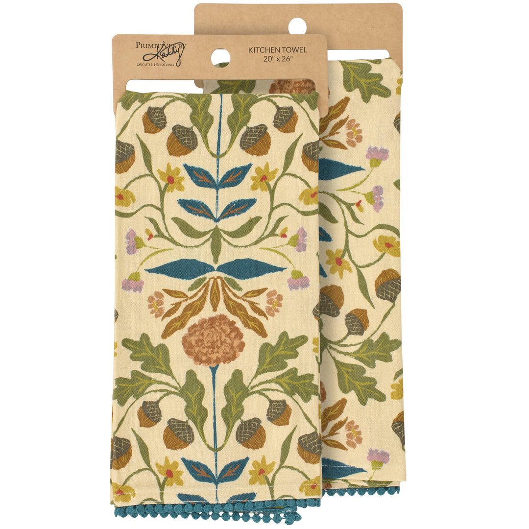 Fall Folk Floral Kitchen Towel