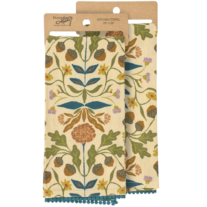 Fall Folk Floral Kitchen Towel