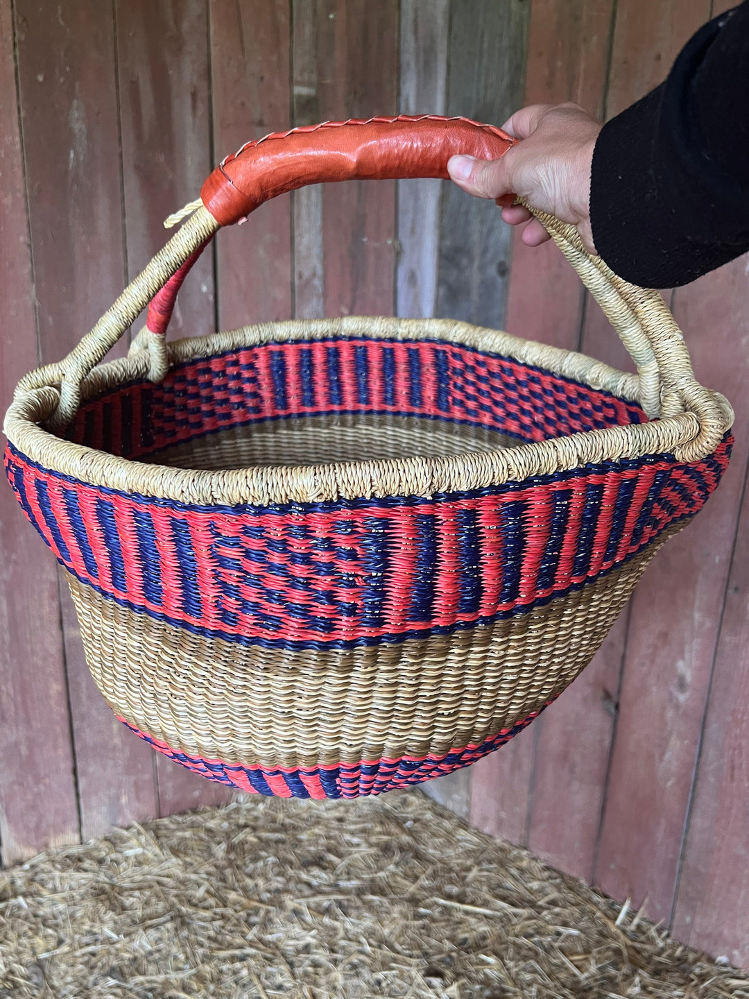 African Woven Harvest Basket | Large Vibrant