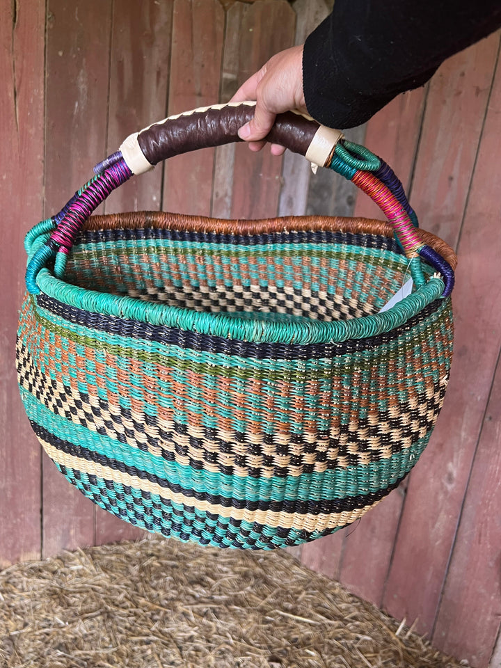 African Woven Harvest Basket | Large Vibrant