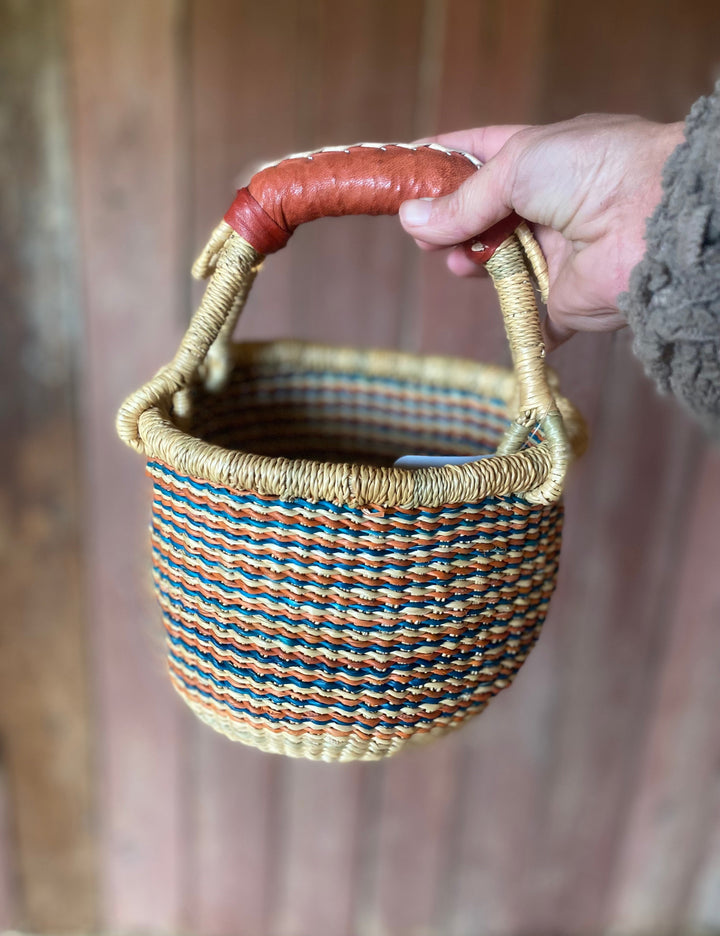 African Woven Harvest Basket | Mini Vibrant